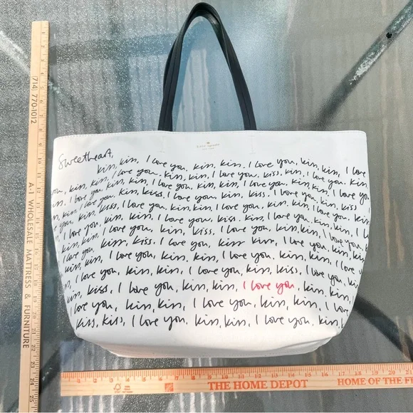 Kate Spade Sold Out Heart It Penelope White Canvas Tote Bag Sweet - Picture 13 of 15